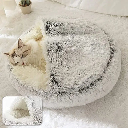 Snugglenest™ 2-In-1 Plush Cat Bed – Cozy Cave & Cushion